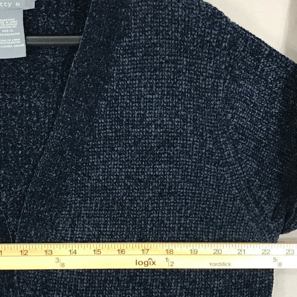 Matty M Sweater Women's XL Blue Open Front Cardigan Chenille Ribbed Pockets Cozy - Picture 11 of 13